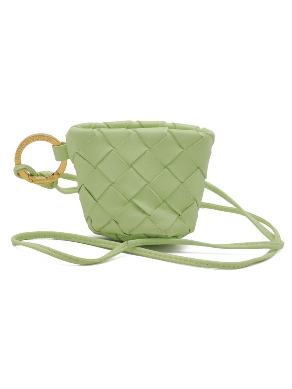 Bottega Veneta Intrecciato Coin Purse Leather Lime Green Neck Strap Included